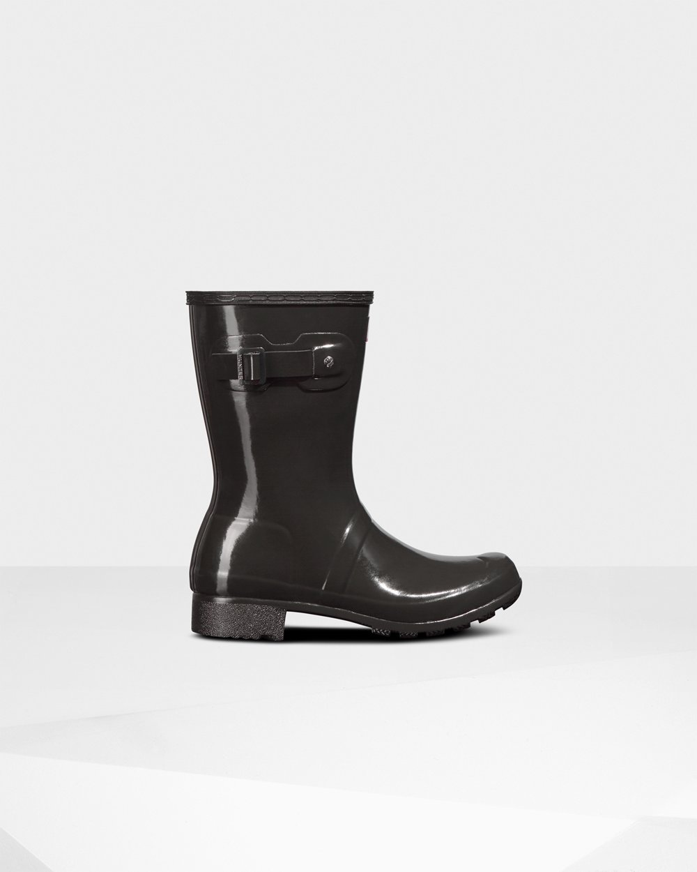 Hunter Original Tour Foldable Gloss Short Rain Boots - Buy Online Womens Dark Grey - UOEQNB975